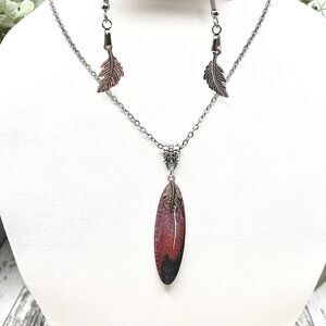 Handmade Feather Necklace & Earrings Set |  Nature-Inspired Jewelry Gift